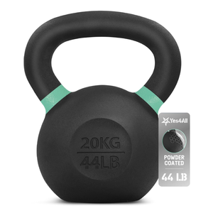 Yes4All Powder Coated Cast Iron Kettlebell Strength Training Kettlebells Weight Set for Full Body Workout, Home Gym