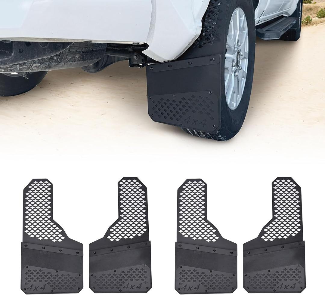 Mud Flaps Heavy-Duty Splash Guards Sediment Protection for Universal Pickup Truck SUV Off-Road Vehicles Driver & Passenger Side (Black 4pcs) Mud Flaps Heavy-Duty Splash Guards Sediment Protection for Universal Pickup Truck SUV Off-Road Vehicles Driver & Passenger Side (Black 4pcs)