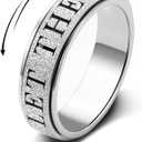 Fidget Toys Adults Anxiety Ring for Women: Fidget Spinner Cute Let Them Symbol Thumb Ring Stainless Steel Silver Size 8 (Silver-LET Them, 8)