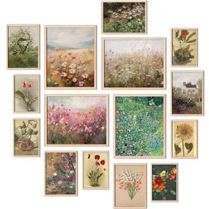 TRAMIN Floral Wall Art - Vintage Floral Prints for Wall Decor, French Garden Painting Spring Landscape Botanical Art Wildflower Decor, Flower Poster for Room Aesthetic Vintage Prints, (8x10 Unframed)