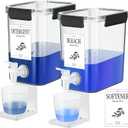 Soaoo 2 Pcs Laundry Detergent Dispenser 67.6 oz Liquid Soap Dispenser with Faucet for Laundry Room 2 Liquid Detergent Holder with Labels and Measuring Cup Fabric Softener Container