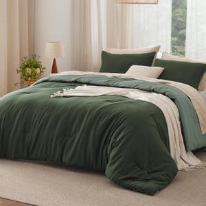 Bedsure King Comforter Set, Dark Olive Green Soft Prewashed Bedding for All Seasons, 3 Pieces GentleSoft Bed Set, 1 Lightweight Comforter (104"x90") and 2 Pillowcases (20"x36")