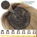 PANEWAY Hair Topper With Bangs 18inch Toppers With 6.5 6.5 Large Base Long Straight Layered Premium Synthetic Hair Pieces For Women-Ombre Blonde With Dark Root