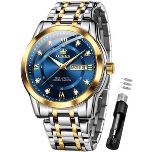 OLEVS Watch for Men Business Diamond Easy Read Men's Wristwatches Analog Luxury Date Stainless Steel Waterproof Luminous Dress Mens Watches
