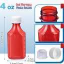 Reallnaive 20 Pcs 4 oz Amber Liquid Medicine Bottle Oval Plastic Pharmaceutical Prescription Dispensing Bottles with Lids Medicine Travel Container Child Resistant Caps Bottle Adapter