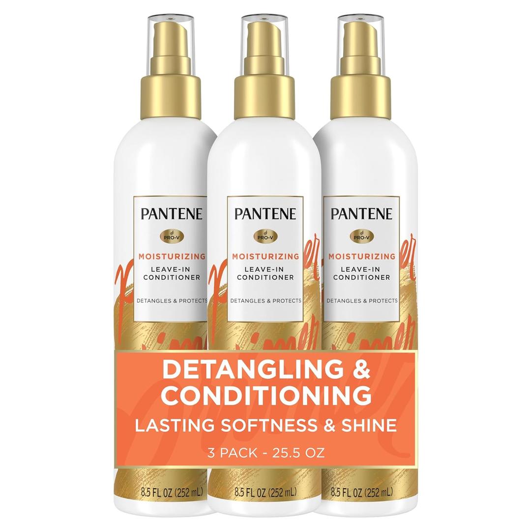 Pantene Conditioning Detangler Spray, Pro-V Repair & Protect, Nutrient Boost for Damaged Hair, Antioxidant Enriched, Leave-In Conditioner, Smooth & Shine, Sulfate-Free, 8.5 Fl Oz, 3 Pack