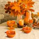 Dandat Fall Thanksgiving Ramekins 6 oz Oven Safe Pumpkin Soup Bowls Ceramic Ramekins Small Dishes Dipping Pumpkin Baking Dish Shaped Bowl for Serving Dip, Sauce, Condiments and Snack(8 Pcs)