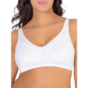 Fruit of the Loom Women's Seamed Soft Cup Wirefree Cotton Bra (40C, White)