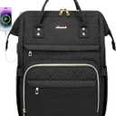 LOVEVOOK Laptop Backpack for Women,15.6 Inch Professional Womens Travel Backpack Purse Computer Laptop Bag Nurse Teacher Backpack,Waterproof Work Bags Carry on Back Pack with USB Port,Black Plait