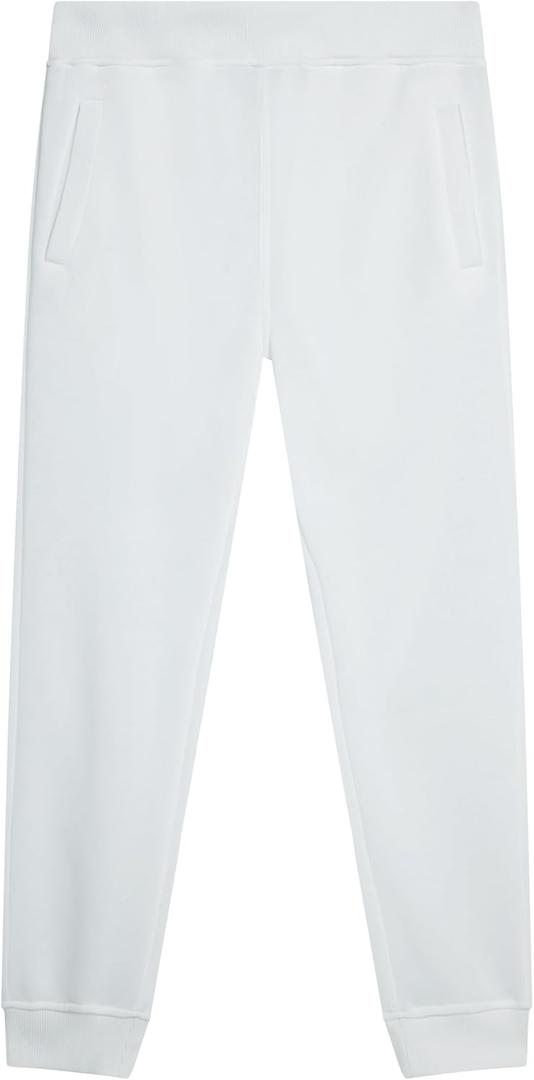Southpole Boys' Big Active Basic Jogger Fleece Pants, White, Large / 14-16 (L)