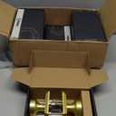 6 Pack Pismo Doorknobs for Bath & Bedroom, Gold Interior Door Knobs with Camelot Trim, Satin Brass Door Knob with Lock