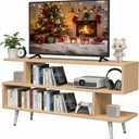 Lightdot TV Stand for TVs up to 45'', Modern Entertainment Center with 3 Open Storage Shelf Large Capacity for Collection,Media Console Table for Living Room/Sofa Cabinet-Walnut