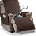 Ruaozz 100% Waterproof Recliner Chair Covers, Non-Slip Reclining Covers for Recliner Chair Washable Chair Cover, Recliner Covers with Pockets for Kids, Dogs, Pets (Dark Brown, 23'')