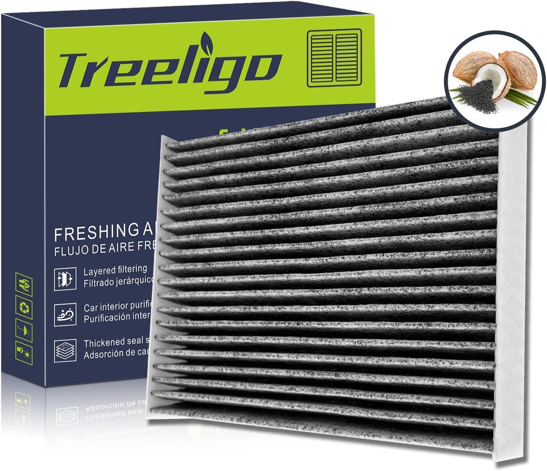Treeligo CF12002 Cabin Air Filter, Replacement for Kia Soul L4 1.6L 2014 2015 2016 2017 2018 2019 Soul EV 2015 2016 2017 2018 2019, w/Upgraded Coconut Shell Activated Charcoal