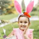 4 x QDTK Easter Bunny Ears Headbands Easter Rabbit Ear Carrot Hairband Pink Cute Rabbit Ears Hair Band Headpiece for Easter Birthday Party for Women and Girls