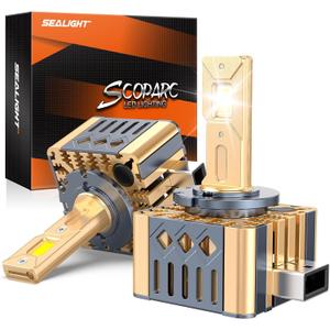 SEALIGHT D1S Bulbs, 6000K Cool White 45000LM 1000% Brighter, 1:1 Size Plug and Play for 66340 42403 42302 HID Headlamp Assembly, D1S Xenon HID Replacement Bulbs, Pack of 2