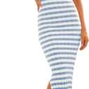 MEROKEETY Women's 2025 Summer Spring Bodycon Midi Dress Vacation Sleeveless Ribbed Knit Striped Party Sweater Dresses (Medium, Blue)