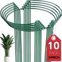 10 Pack Plant Support Stakes, 10" x 24" Peony Cages and Supports | Metal Rustproof Half Round Garden Plant Stakes for Indoor Outdoor Plants, Hydrangea, Rose, Monstera