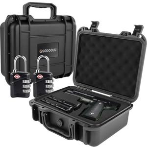 Gsodoolu Gun Pistol Case for Handgun - Firearm Travel Case with 2 TSA Locks,TSA Approved with Pre-cut Foam,Pistol Carrying Case Hard Shell Waterproof Shockproof Gun Storage 11” x 8.9” x 3.9”