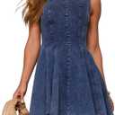 KDF Denim Dress for Women Sleeveless Babydoll Tank Jean Dress Slim Fit A-Line Summer Dresses for Women 2026 (Blue, M)