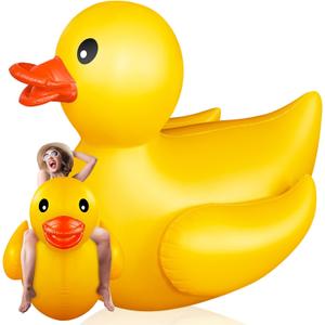 Hungdao 5 Feet Giant Inflatable Duck Huge Rubber Duck Large Blow up Inflatable Pool Float for Adult Summer Beach Swimming Pool Party Decoration (Yellow)