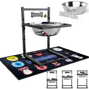 SHAINFUN 203oz Elevated Dog Water Bowl for Large Dogs with mat, Adjustable Height 10-17.8in, Tall Raised Dog Water Stand