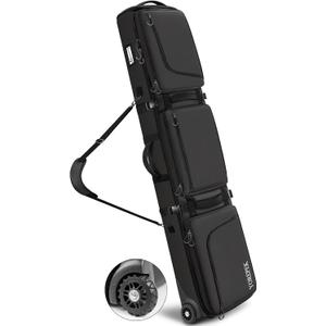 YOREPEK Padded Snowboard Bag with Wheels, Extendable Ski Bags for Air Travel Length up to 175cm, Multi-Compartment Snowboard Backpack with 6 Pockets for Ski Boots(up to US Size 13), Ski Gear, Black, 64.96-69*13.39*8.27inch165-175*34*21cm