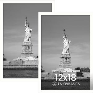 ENJOYBASICS 12x18 Picture Frame, Display for 12 x 18 Poster, Wall Gallery Photo Frames, White, 2 Pack
