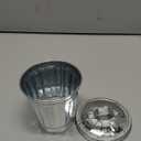 Silver Mini Galvanized Trash Can with Lid Mini Wastebasket Trash Can Small Metal Buckets Tabletop Trash Rubbish Bin Flower Pot Pen Holde Trash, Wastebaskets (9.5X9X9CM)