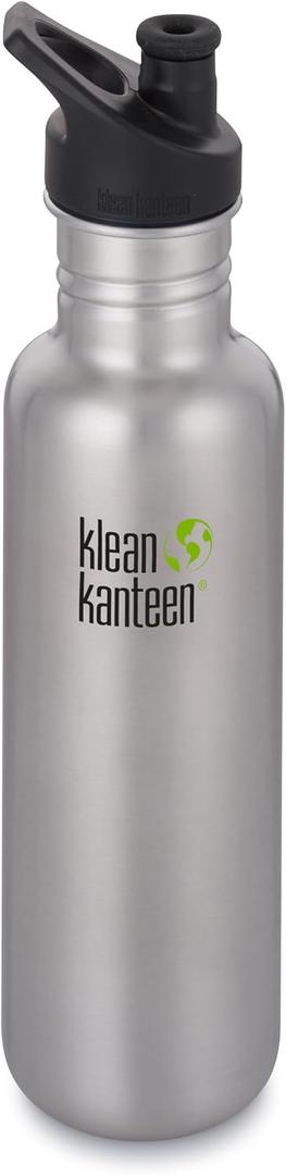 Klean Kanteen Classic Stainless Steel Singel Wall Non-Insulated Water Bottle with Sport Cap (27 Ounces)