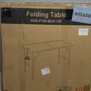 SUPER DEAL Portable 4 Foot Plastic Folding Table, Indoor Outdoor Heavy Duty Fold-in-Half Picnic Party Camping Barbecues Table with Carrying Handle, Black