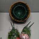 Waipfaru Artificial Flowers for Outdoors, Fake Hanging Plants Flowers with Basket, Faux Green Plant in Metal Coconut Lining Pot, Daisy with Eucalyptus Leaves for Summer Decor(Red Pink Purple)