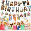 Safari Animals Party Decorations Jungle Birthday Party Decor Supplies Includes Happy Birthday Banner Animals Hanging Swirls Zoo Animals Honeycomb Centerpiece Fox Birthday Party Supplies