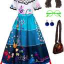 Akokvlar Women Magic Dress Adult Cosplay Party Costume Outfit Full Set with Wig (Blue, L)