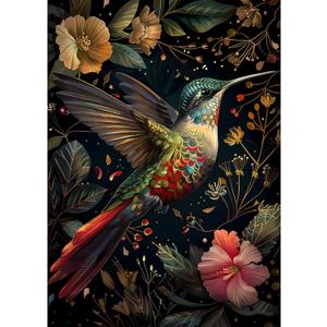 Vintage Hummingbird Puzzles for Adults 1000 Pieces, Colorful Flower Hummingbird Jigsaw Puzzles with Animals, Beautiful Bird Floral Impossible Nature Art Themed Puzzle, Hard Challenging for Adults
