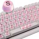 Raised Keyboard Stickers for Long Nails, Bling Keyboard Bubbles for Women with Letters, Soft Silicone Nail Art Typing Keycaps for Desktops (Pink, 64pcs)