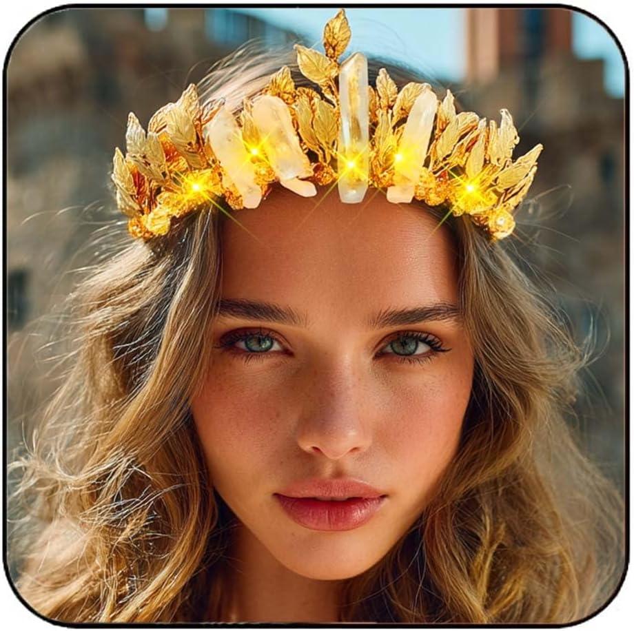 JAKAWIN Greek Goddess Accessories Gold Leaf Crown Headband for Women