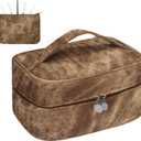 Makeup Bag, Portable Cosmetic Bag, Large Capacity Travel Makeup Case Organizer,Stylish Denim-Look Toiletry Bag for Women Girls With Handle and Removable Pouch (EXP 12/30/32)