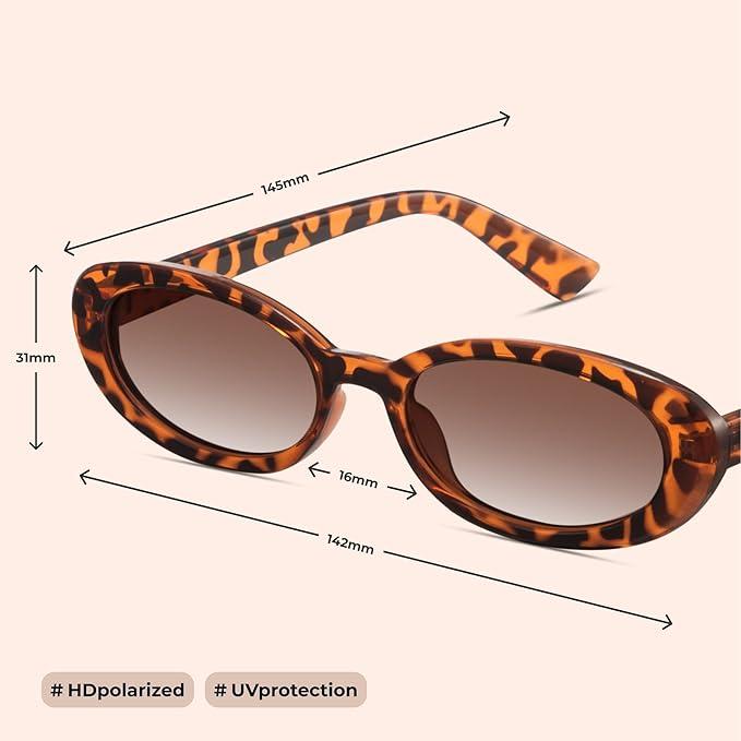miyya Old Money Polarized Oval Sunglasses  2025 Edition, UV400 Protection, Feather-Light Fit & Trendy Colors (Black/Leopard Beige)