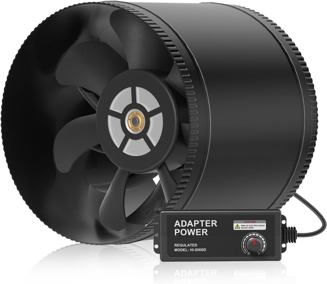 Hon&Guan 8 Inch Inline Booster Duct Fan with Speed Controller - 623 CFM Airflow with 44W Ultra-Low Power and Low Noise
