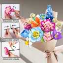 Flower Bouquet Building Decoration 3D Puzzles Set - Artificial Flowers with Roses, Botanical Collection and Table Art for Adults, Unique Gift for Men Women Hobbies for Birthday Christmas