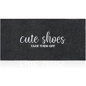 Front Door Mat Welcome Mats Cute Shoes Take Them Off Entry Non Slip Doormats for Entryway Ideal Inside Outside Home High Traffic Area Black 47 Inch x 17 Inch