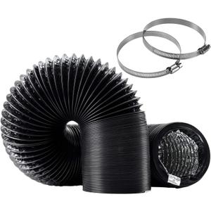 Funmit 4 Inch 10 Feet Flexible Adjustable Aluminum Dryer Vent Hose with 2 Metal Duct Clamp, PVC Tube Compatible with Most Dryers