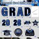 Class of 2026 Yard Signs, 11PCS Blue Black 2026 Graduation Yard Decorations Large Congrats Grad Lawn Sign with Stakes for Outdoor Senior High School College Garden Prom Send Off Party Decor Supplies