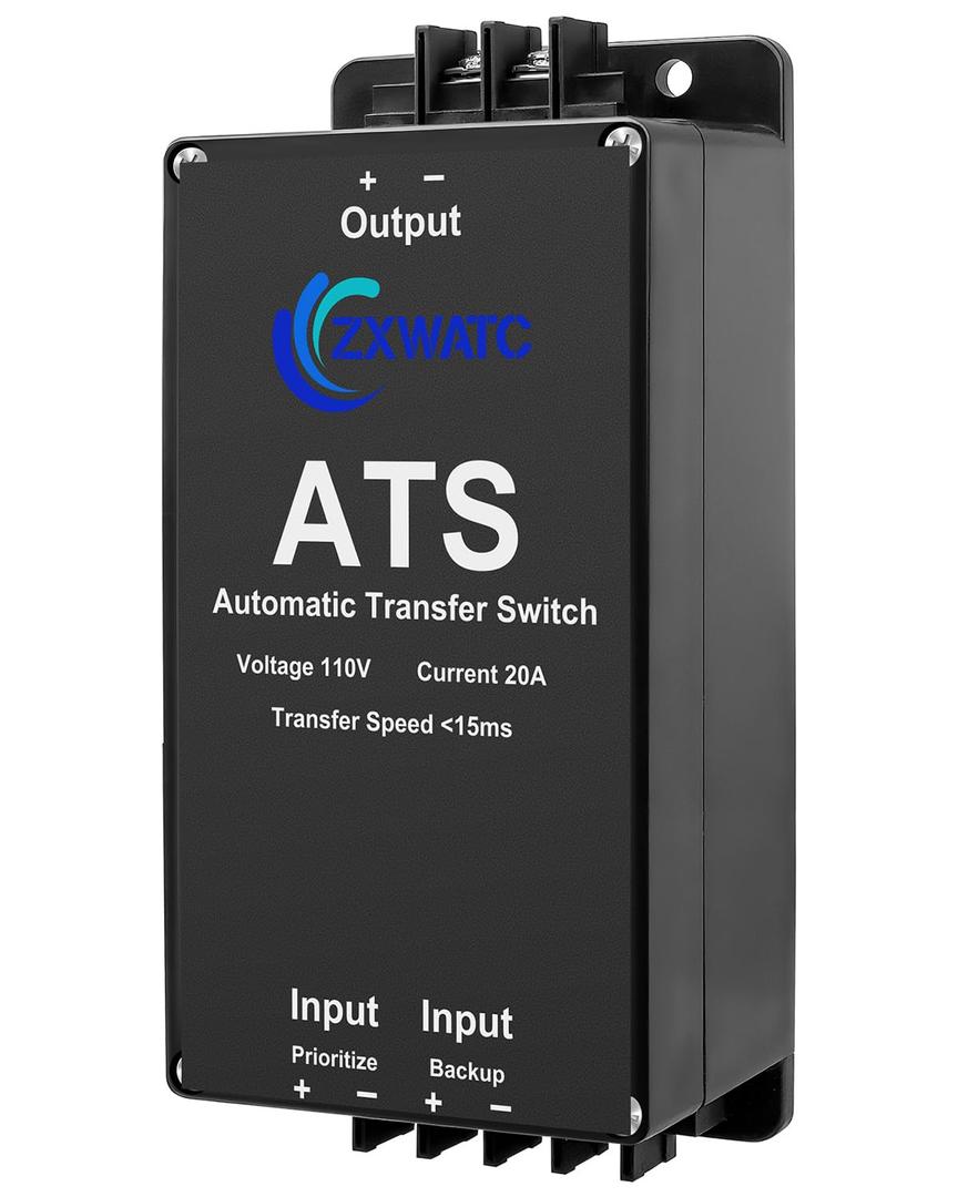 110V 20A Dual Power Automatic Transfer Switch with IoT Remote Control, 0.015S High Speed ATS, Two-Way Auto Switch, Safe AC Line Disconnect for Main & Backup Power