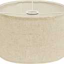Drum Lamp Shades for Table Lamps 12"x12"x8" Linen Lampshade Easy Assembly Lamp Shade with E27 to E26/E14 Adapters for Floor Lamps Bedside Lamps Pendant Lights, Linen (1.65" Spider)