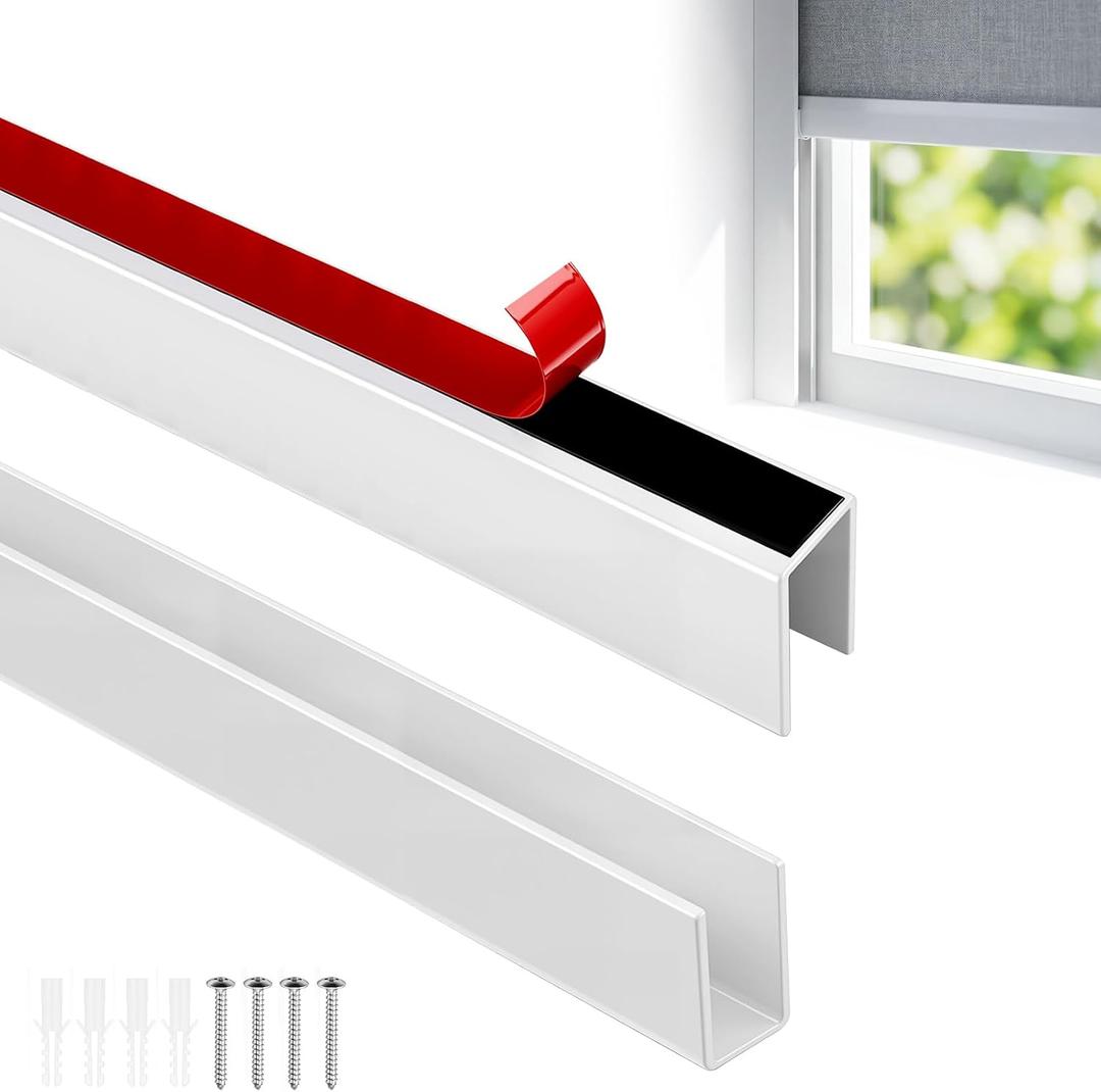 Moxweyeni 2 Pcs U Channel Aluminum Alloy Light Blocking Strips for Roller Blinds White 58" for Roller Window Shades and Blinds Blackout Side Rail Tracks Bedroom Sleep Nursery, 57.87 inches x 2.36 inches