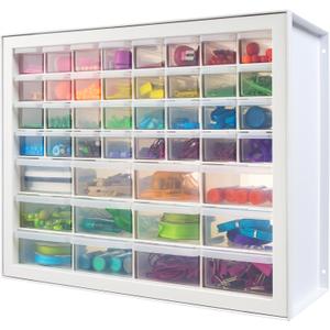 IRIS USA Small Parts Storage Cabinet, Made in USA, 44-Drawer Organizer for Screws, Nuts, Bolts, Electronics, Hardware, Beads, Crafts, Stackable Garage Storage, Teacher Toolbox, Scrapbook Art White