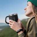 Stainless Steel Coffee Mug with Handle, 16 oz Double Wall Vacuum Insulated Travel Mug Tumbler With Slider Lid, Great Tea Mug for Men and Women (Black)
