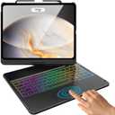 FUWANG Touch Keyboard Case for iPad Air 13 inch M4 2026/M3 2025/M2 2024 & iPad Pro 12.9 6th 5th 4th 3rd Gen, 360° Swivel Backlit for iPad Air 13 inch Case Keyboard with Multi-Touch Trackpad